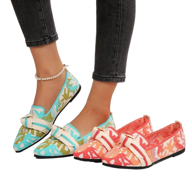 Damen Stilvolle und komfortable Ballerinas mit großem Schleifendetail EB