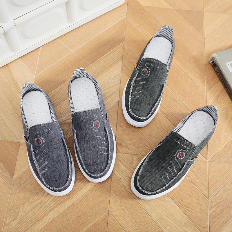 Damen lässige Slip-On Schuhe mit elastischem Einsatz und modischem Denim-Design EB