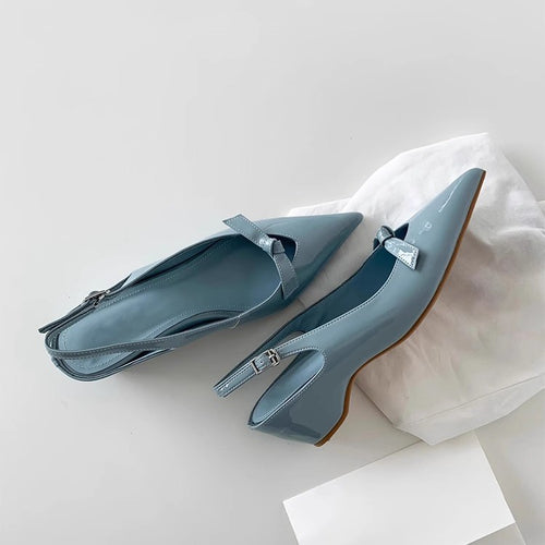 Damen Slingback-Pumps mit eleganter Schleifenverzierung und spitz zulaufendem Design EB