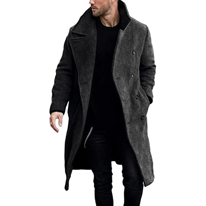 Herren eleganter Mantel mit breitem Kragen EB