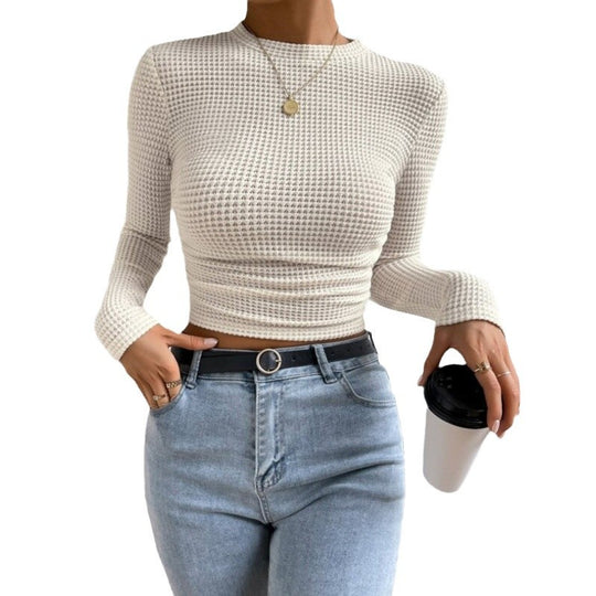 Damen Langarm-Crop-Top aus strukturiertem Jersey EB