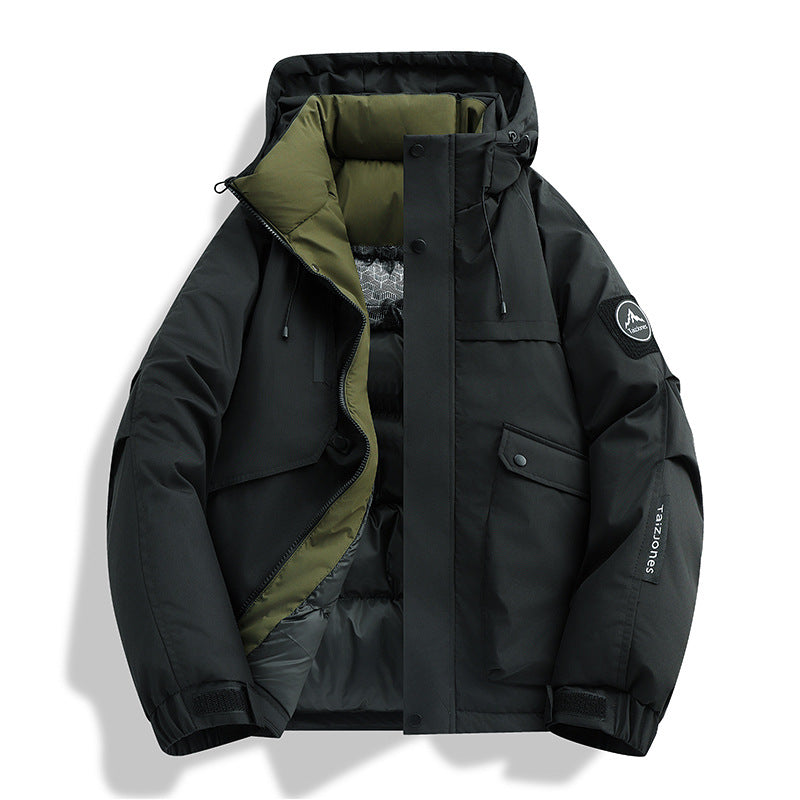 Herren wattierte Kapuzen-Winterjacke mit winddichter Außenhülle, gesteppter Thermofütterung und multifunktionalen Taschen EB