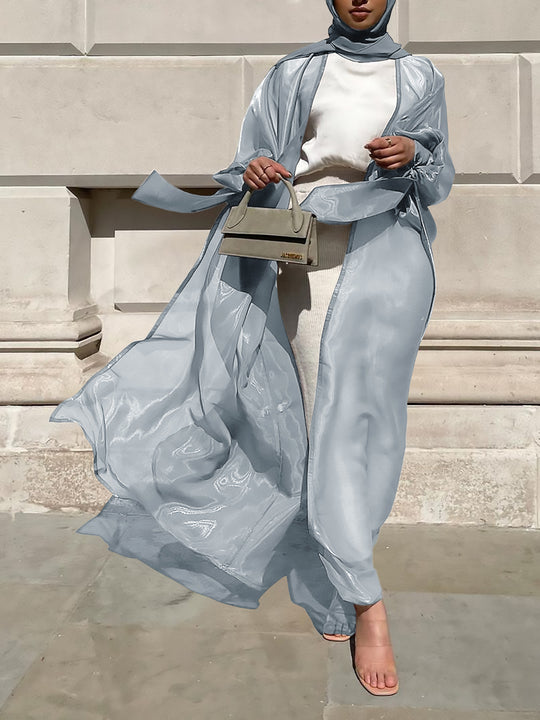 Damen Luftige Kimono-Jacke mit filigranem Design und weiten Ärmeln EB