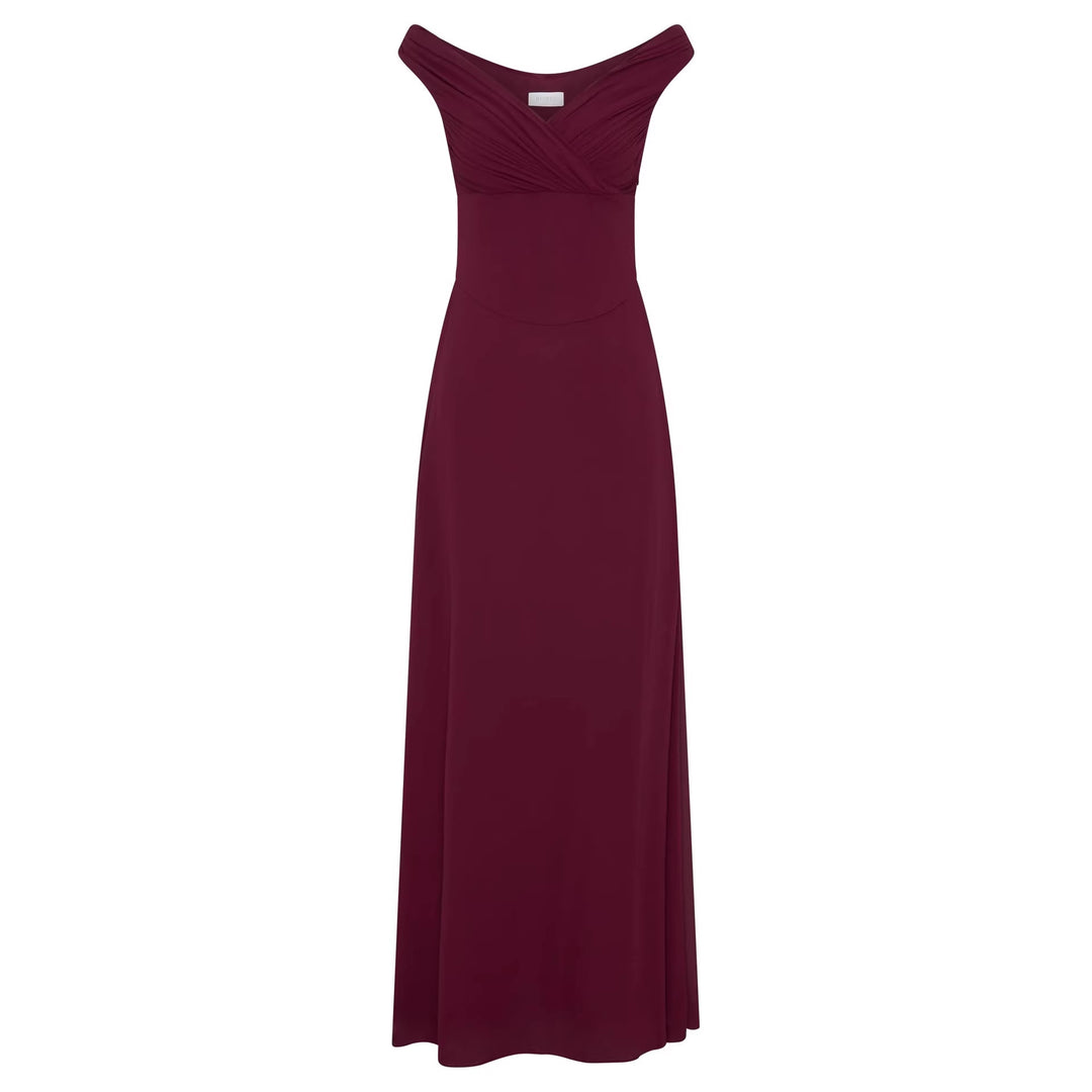 Damen Elegantes Off-Shoulder Maxikleid mit fließendem Schnitt EB