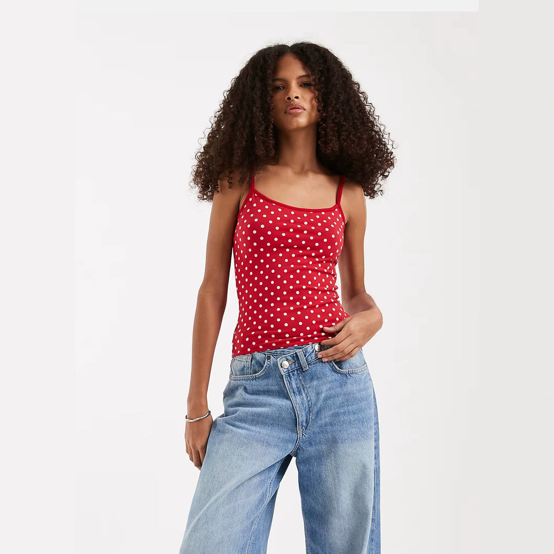 Damen Spaghettiträgertop mit Polka-Dots EB
