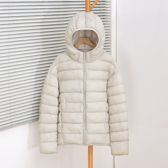 Damen nan ultraleichte Steppkurzjacke mit Thermo-Isolierung, ergonomischer Kapuze und packbarem Design EB