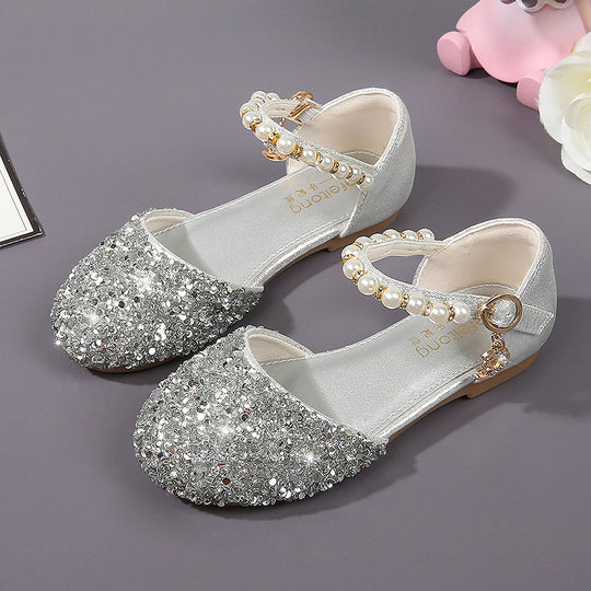 Mädchen Elegante Ballerinas mit Glitzer und Perlen EB