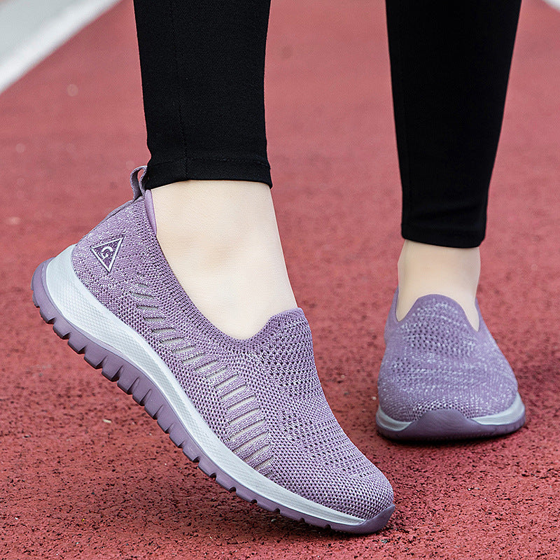Damen Komfortable Slip-On Sneakers mit atmungsaktivem Obermaterial und dämpfender Sohle EB