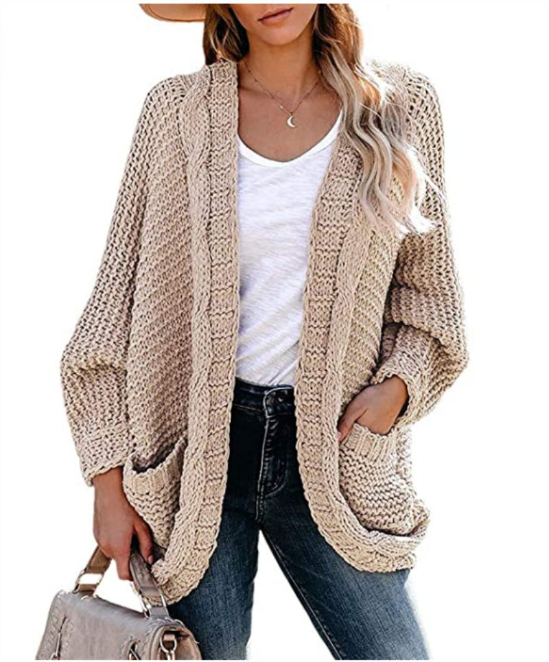 Damen Grobstrickjacke mit lässigem Schnitt und tiefen Taschen EB