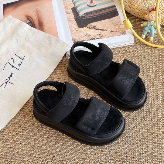 Damen Komfortable Klettverschluss-Sandalen mit attraktiven Riemen EB