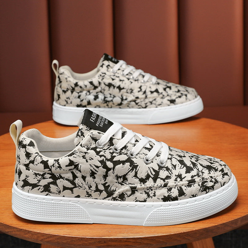 Damen Modische Sneakers mit floralem Design und gepolsterter Sohle EB