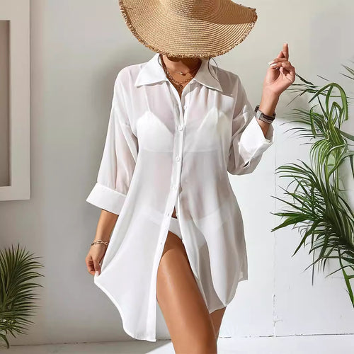 Damen transparenter Strandüberwurf EB