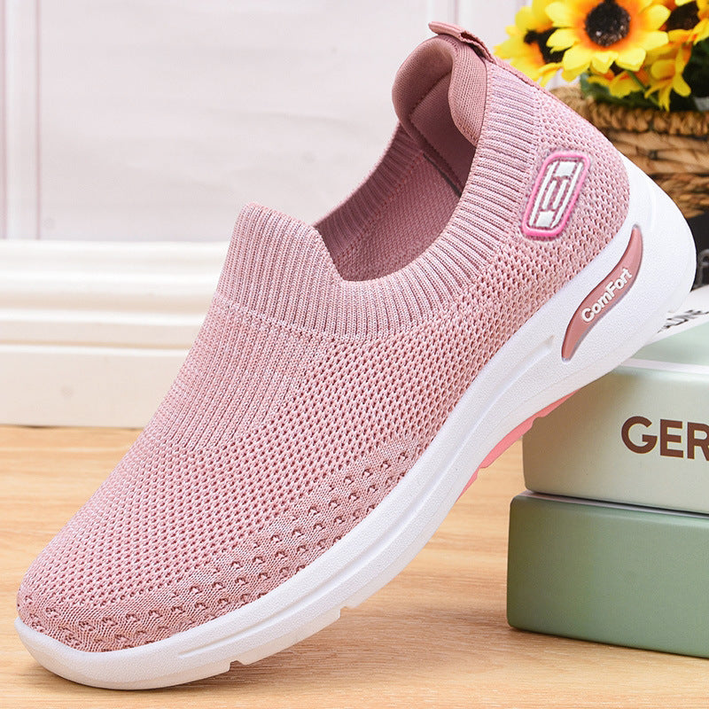 Damen nan nahtloser Strick-Slipper mit elastischem Einstieg und stoßdämpfender Komfortsohle EB