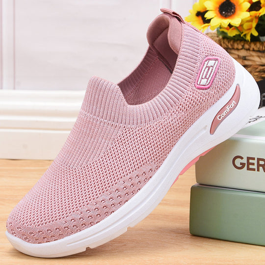 Damen nan nahtloser Strick-Slipper mit elastischem Einstieg und stoßdämpfender Komfortsohle EB