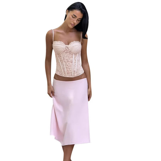Damen Spitzen-Corsage mit verstellbaren Trägern und verdecktem Verschluss EB