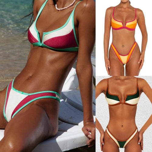 Damen Triangel-Bikini mit modernen Grafik-Elementen EB