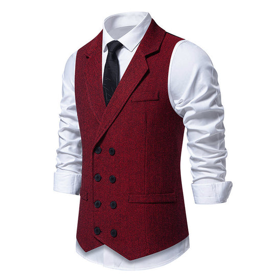Herren elegante Herringbone-Weste mit doppelter Knopfleiste EB