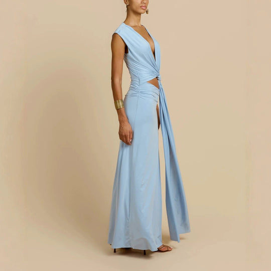 Damen Maxikleid mit raffiniertem Wickeldetail EB