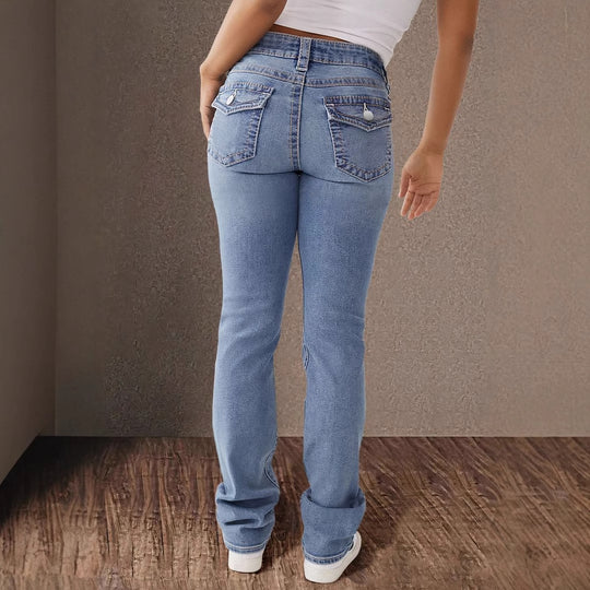 Damen High-Waist Jeans im Vintage-Look mit figurbetontem Schnitt EB