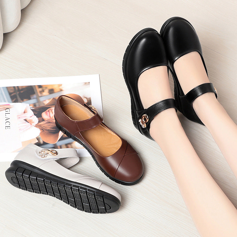 Damen Komfortable Mary Jane Ballerinas mit Schmuckdetail EB