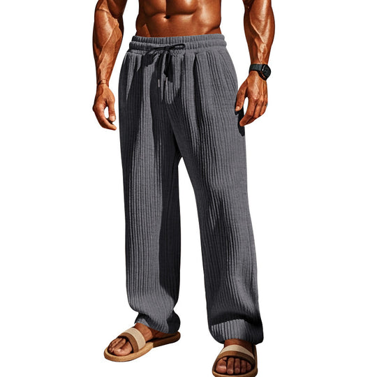 Herren Bequeme Freizeithose mit Rippstruktur und verstellbarem Bund EB
