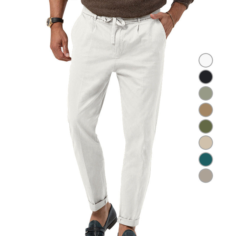 Herren nan tapered Komfort-Chino mit elastischem Kordelzug und gekrempeltem Saum EB