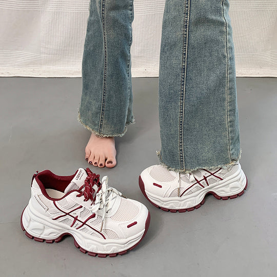 Damen Sportliche Chunky Sneakers mit atmungsaktivem Mesh-Obermaterial und rutschfestem Profil EB