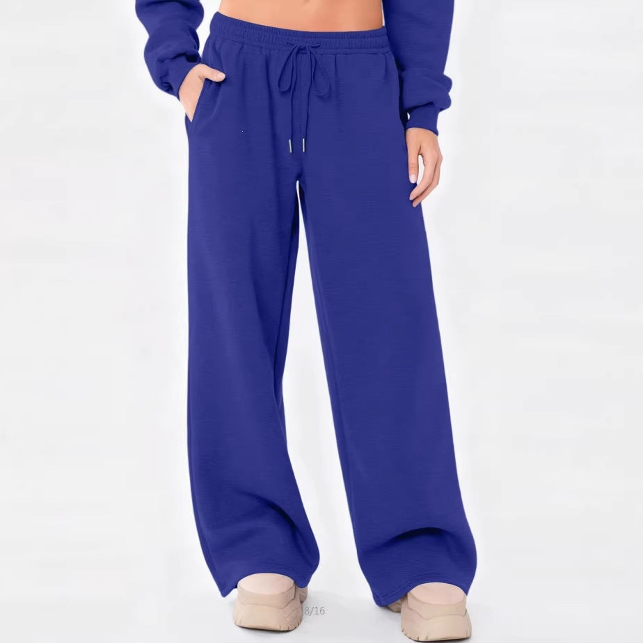 Damen nan weite Loungehose mit hohem Komfortbund, elastischem Tunnelzug und seitlichen Eingrifftaschen EB