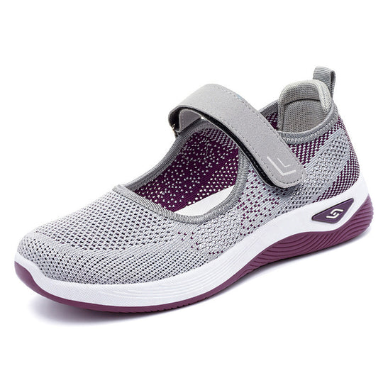 Damen Sportliche Sneakers mit Klettverschluss und atmungsaktiver Netzstruktur EB