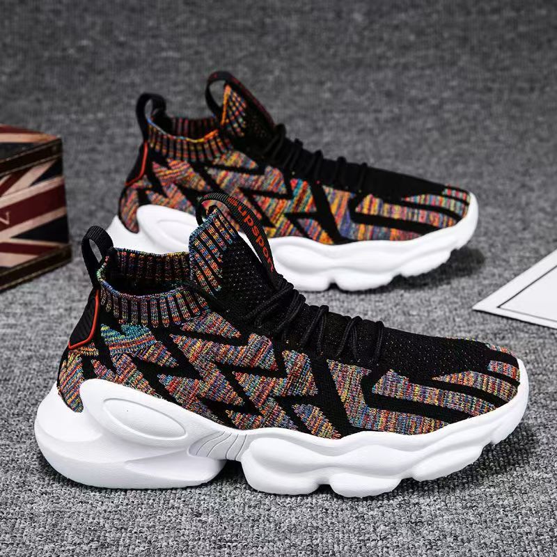 Damen Sportliche Rundsocken Sneakers mit atmungsaktiver Strickoberfläche und dynamischem Design EB