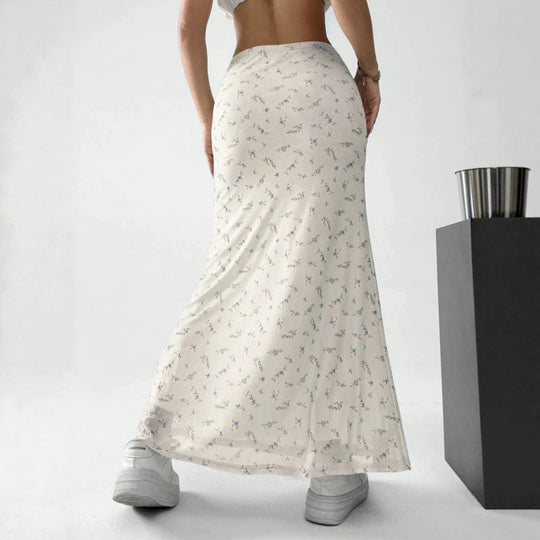 Damen Maxirock mit floralem Print und eleganter Transparenz EB