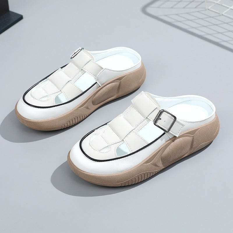 Damen modische Clogs mit verstellbarem Schnallenverschluss und luftiger Oberstruktur EB