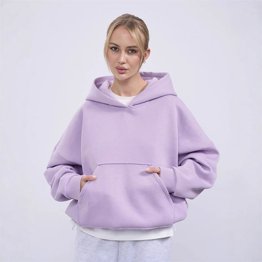 Damen lässiger Oversize-Hoodie mit Kängurutasche und weichem Innenfutter EB
