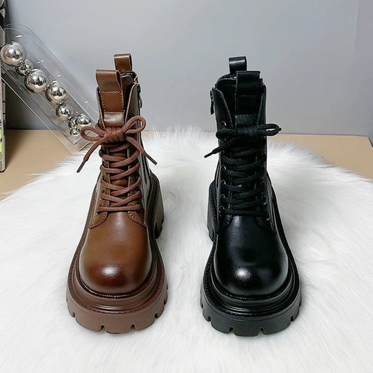 Damen Fashion-Stiefeletten mit hohem Blockabsatz und robustem Sohlenprofil EB