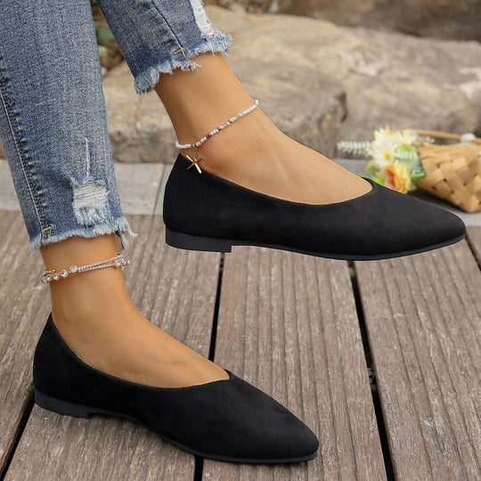 Damen Ballerinas im eleganten V-Ausschnitt und weichem Wildleder-Look EB