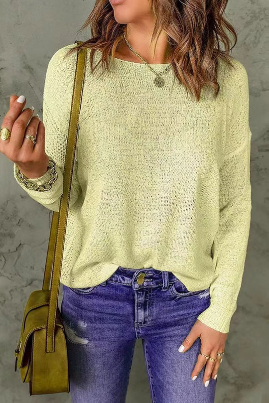 Damen Grober Strickpullover mit weitem Schnitt und dekorativem V-Ausschnitt EB