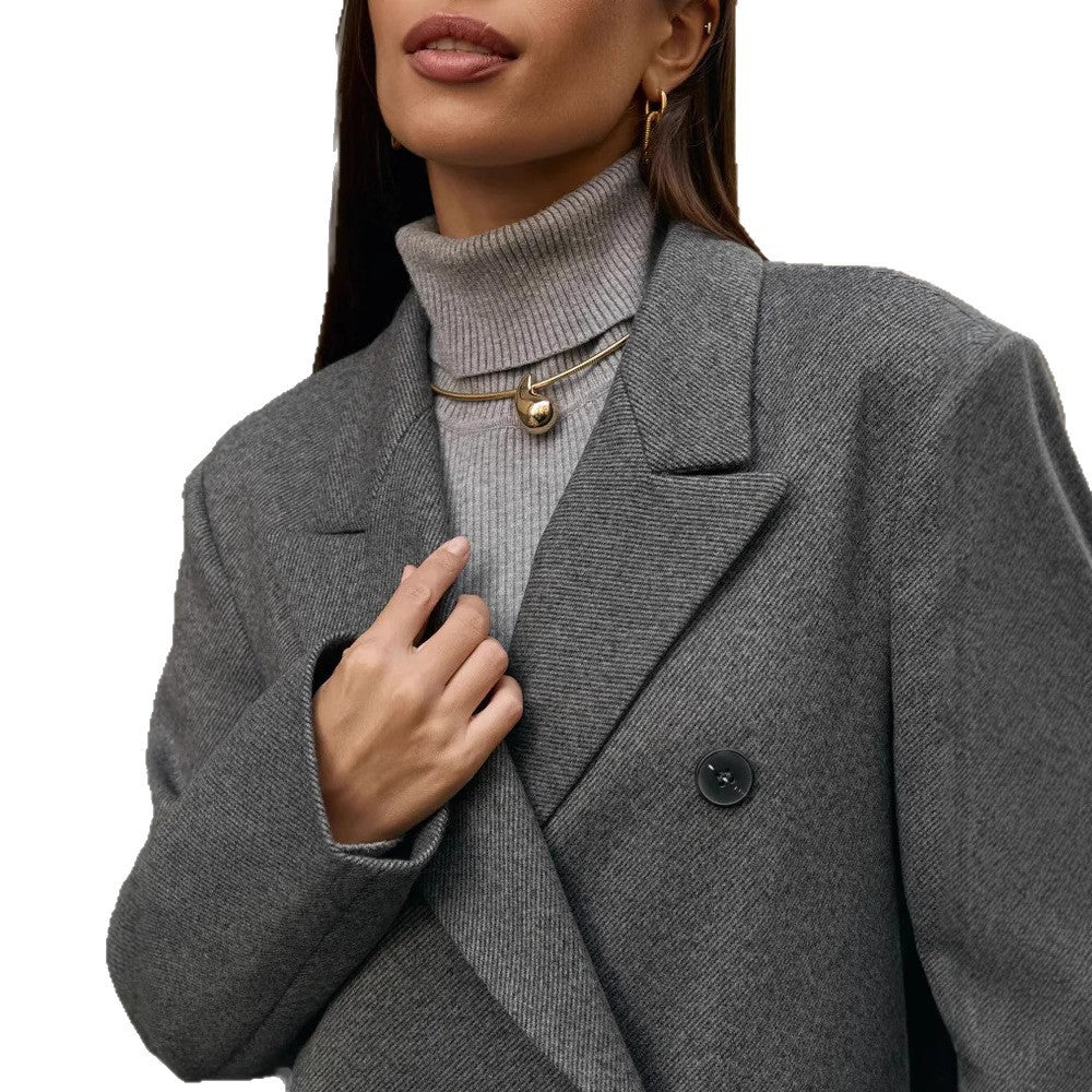 Damen Eleganter Doppelreiher-Mantel mit strukturierten Details EB