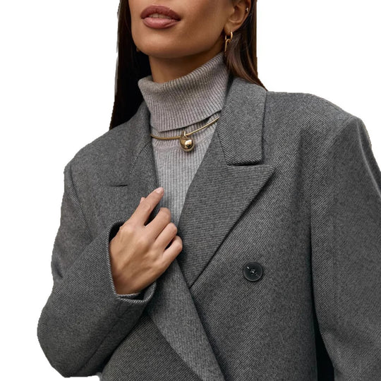 Damen Eleganter Doppelreiher-Mantel mit strukturierten Details EB