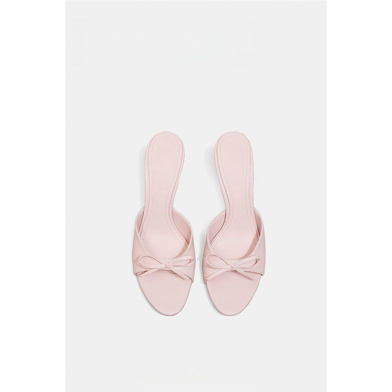 Damen elegante Mules mit zierlichem Schleifendetail EB