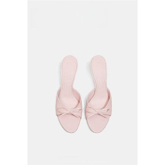 Damen elegante Mules mit zierlichem Schleifendetail EB