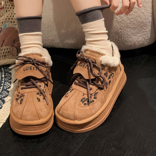 Damen modische Sneakers mit kuscheligem Innenfutter und tierischem Muster EB