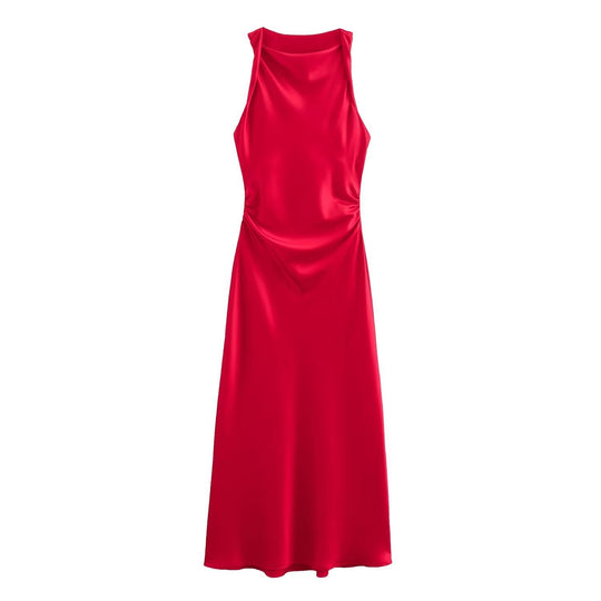 Damen elegantes Sommerkleid mit fließendem Schnitt und charmanten Rüschendetails EB