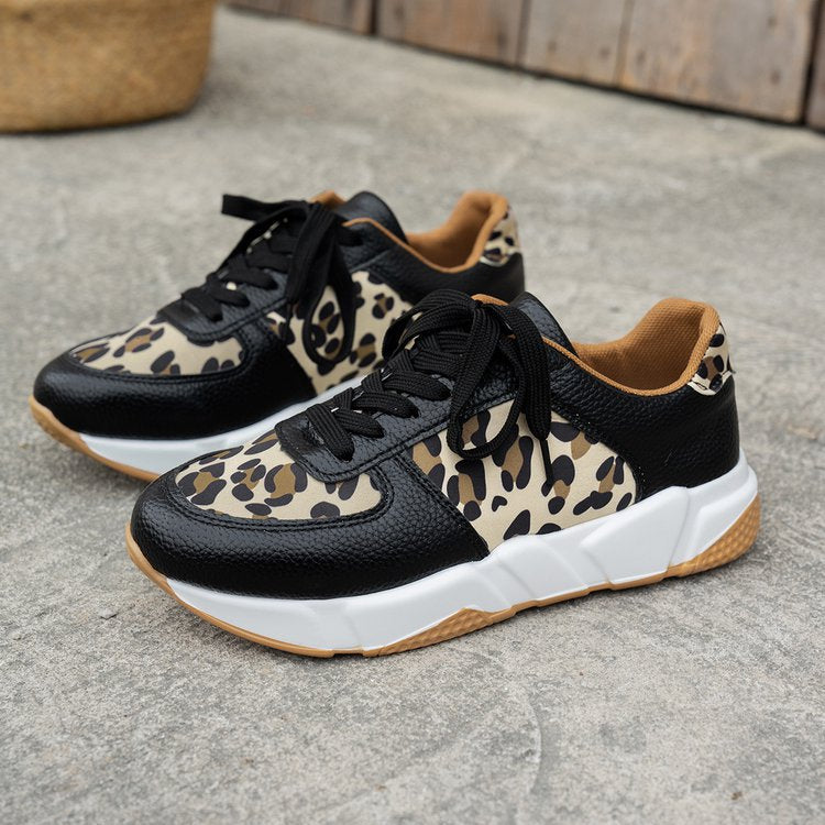 Damen Komfortable und stilvolle Sneakers mit Leopardenmuster EB