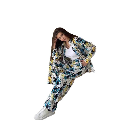 Damen lässiges Freizeit-Lounge-Set mit floralem Muster EB