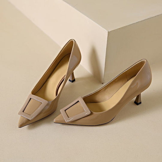 Damen elegante spitze Pumps mit dekorativer Schnalle EB