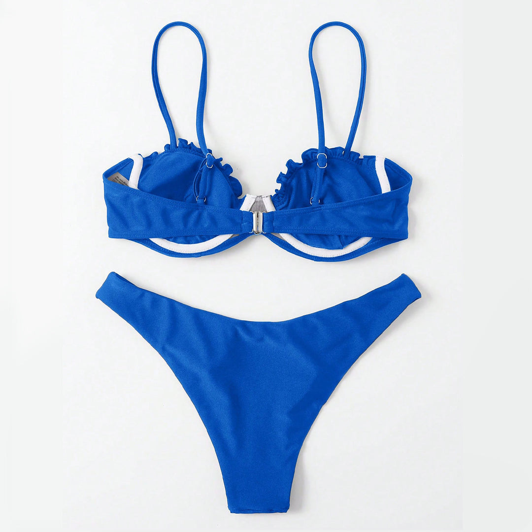 Damen Push-Up-Bikini mit Raffung und verstellbaren Trägern EB