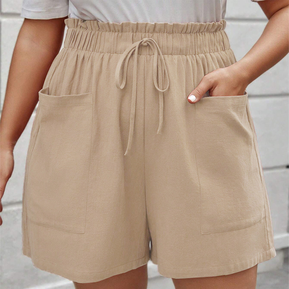 Damen Sommerliche High-Waist-Shorts mit praktischen Taschen und elastischem Bund EB