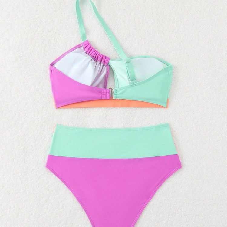 Damen Bikiniset mit asymmetrischem Schnitt und hohem Bund EB