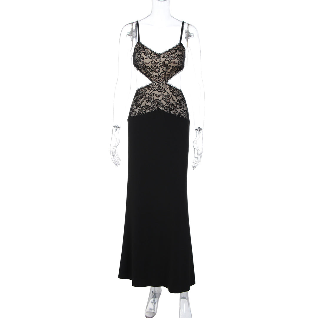 Damen Elegantes Maxikleid mit Spitzenoberteil und raffiniertem Schnitt EB