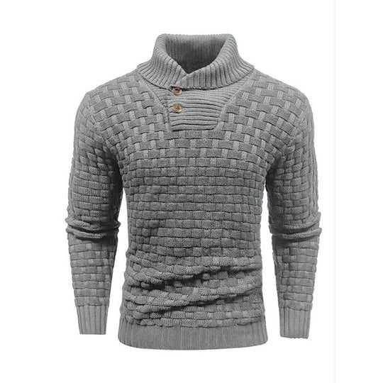 Herren Strickpullover mit Strukturiertem Muster und Modernem Stehkragen EB